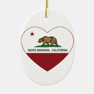 California Flagge santa barbara Herz Keramik Ornament
