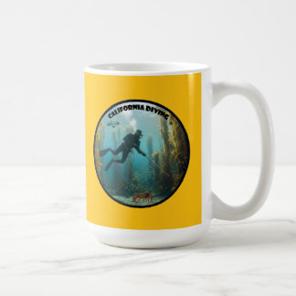 California Freediving Diver with Fish and Kelp URM Kaffeetasse