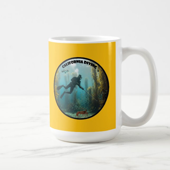 California Freediving Diver with Fish and Kelp URM Kaffeetasse (Rechts)