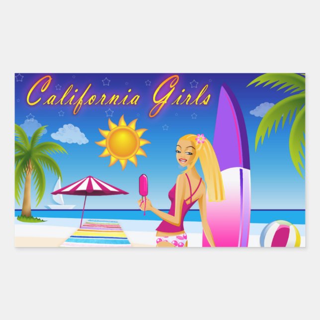 California Girls Rechteckiger Aufkleber (Vorderseite)