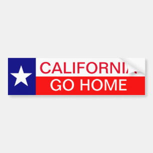 California GO ZUHAUSE Autoaufkleber Texas Texan