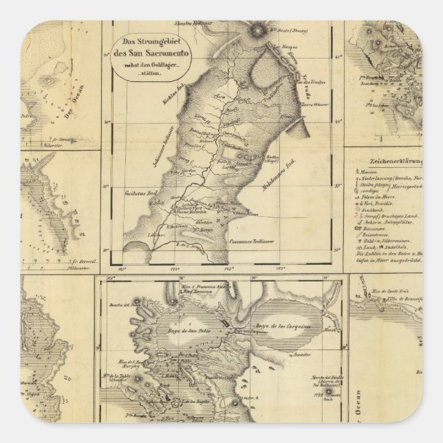 California Gold Rush Quadratischer Aufkleber (Vorderseite)