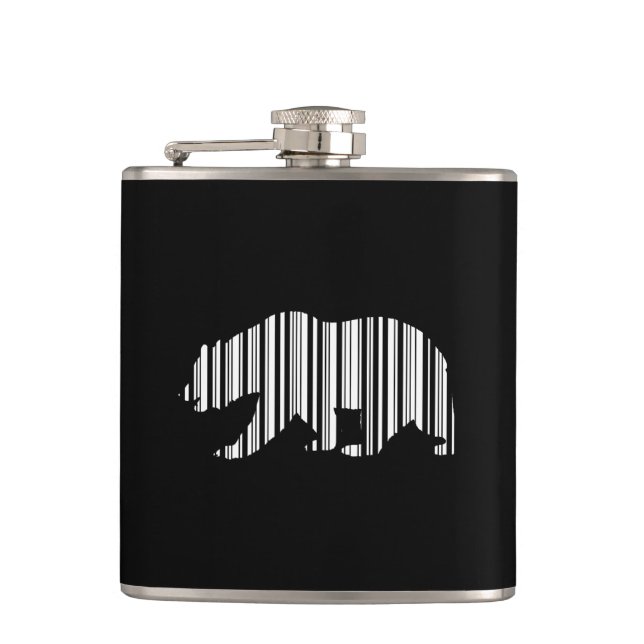 CALIFORNIA GOLDEN BEAR BAR CODE Design Flachmann (Vorderseite)