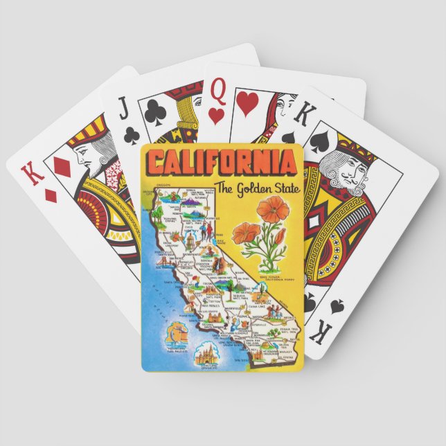 California Golden State Map Playing Cards Spielkarten (Rückseite)