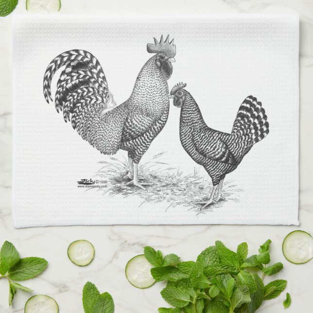 California Gray Rooster und Hen Geschirrtuch (Gefaltet)