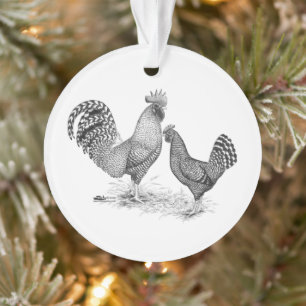California Gray Rooster und Hen Ornament