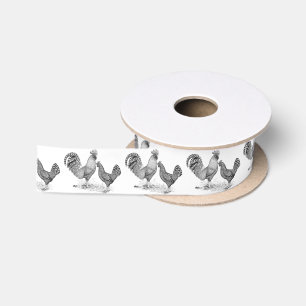 California Gray Rooster und Hen Satinband
