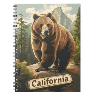 California Grizzy Brown Bär Vintag Notizblock