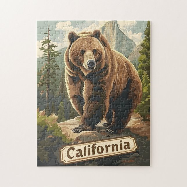 California Grizzy Brown Bär Vintag Puzzle (Vertikal)