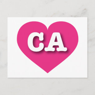 California Hot Pink Heart - I Liebe CA Postkarte