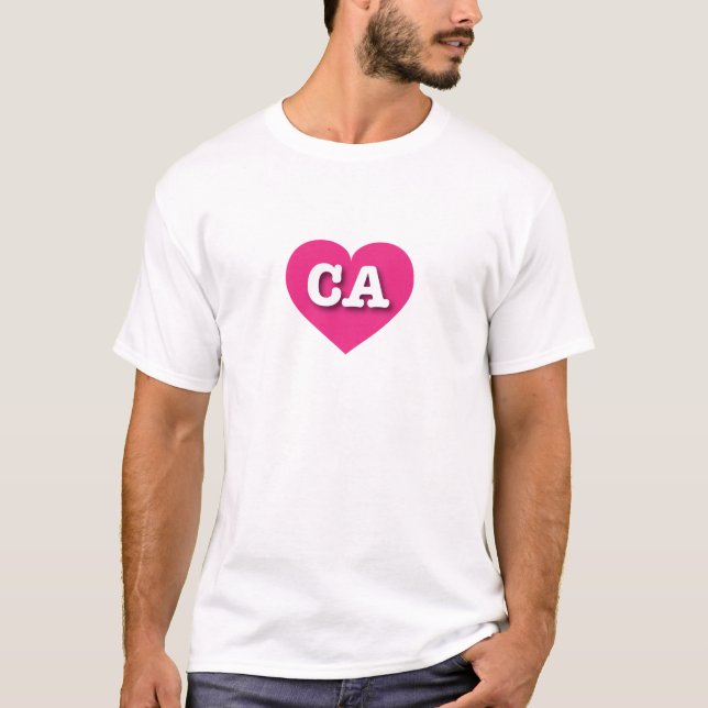 California Hot Pink Heart - I Liebe CA T-Shirt (Vorderseite)