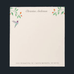 California Hummingbird Notizblock<br><div class="desc">Unique notepad featuring a hand-painted Anna's Hummingbird and flowery branches. Anna's Hummingbird can be found year-round resident in California, breeding in winter and nesting during the rainy season in gardens and parks to chaparral, frequenting feeders and native plants.</div>