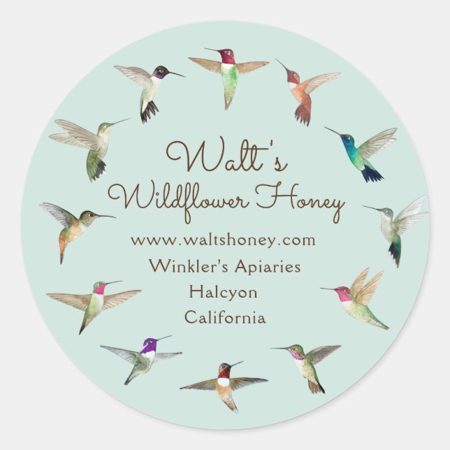 California Hummingbirds Product Label Runder Aufkleber (Vorderseite)