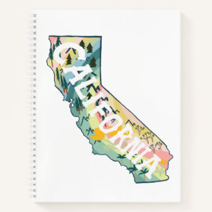 California Illustriert Map Farbige Niedlich Notizbuch