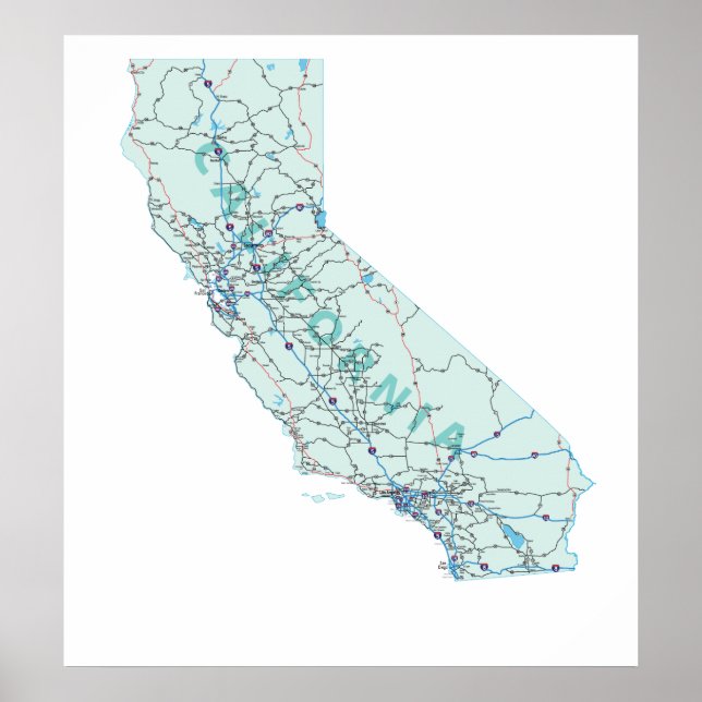 California Interstate Map Print Poster (Vorne)