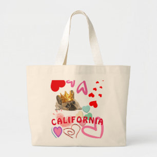 California King Dog Lover Trendy Summer Travel Jumbo Stoffbeutel