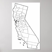 California Landkreises Leere Kontur Karte