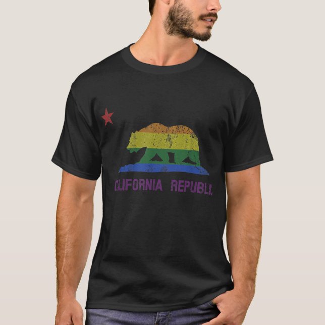 California LGBT Gay Lesbian Pride Flag Geschenk  T-Shirt (Vorderseite)