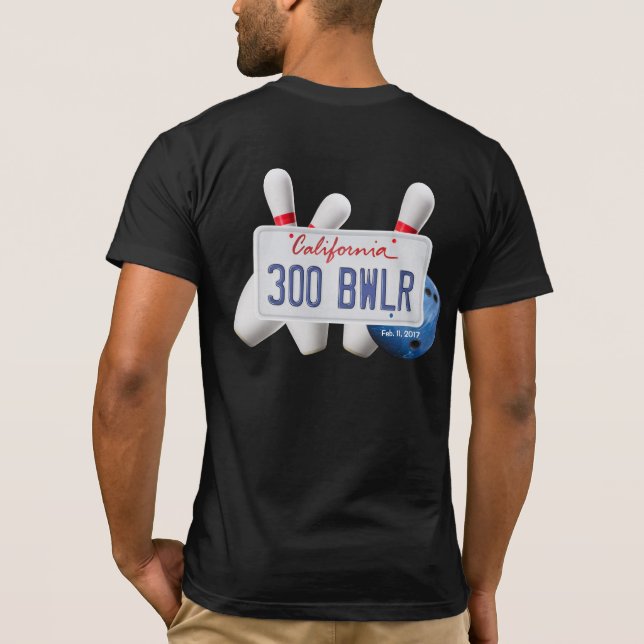 California License Plate 300 Bowler T-Shirt (Rückseite)