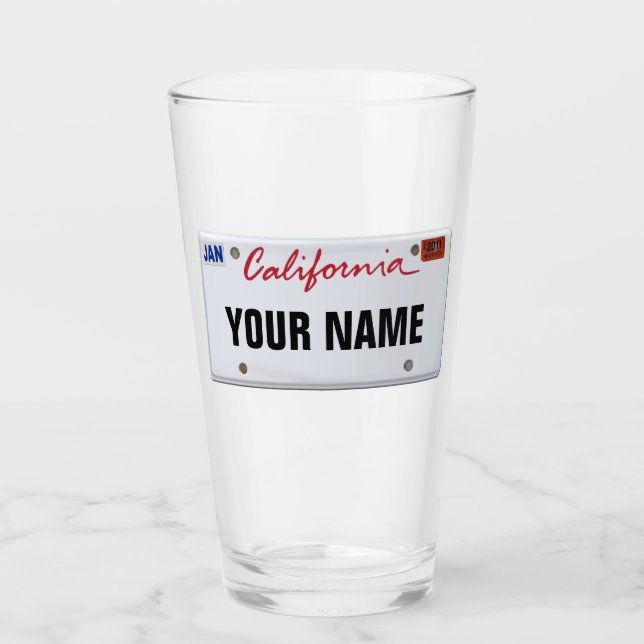 California License Plate (anpassbar) Glas (Vorderseite)