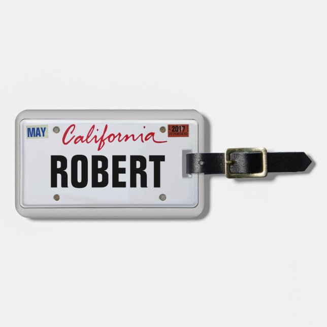 California License Plate mit Ihrem Namen Gepäckanhänger (Vorderseite horizontal)
