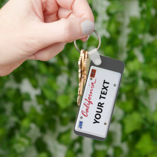 California LicensePlate mit Ihrem Text Schlüsselanhänger