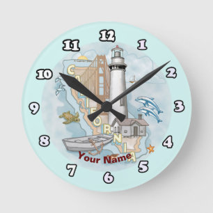 California Lighthouse Clock Runde Wanduhr