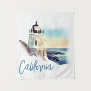 California Lighthouse Sunset Malerei Wandteppich