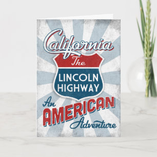 California Lincoln Highway Vintag America Karte