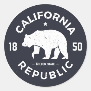 California-Logo   Der goldene Staat Runder Aufkleber