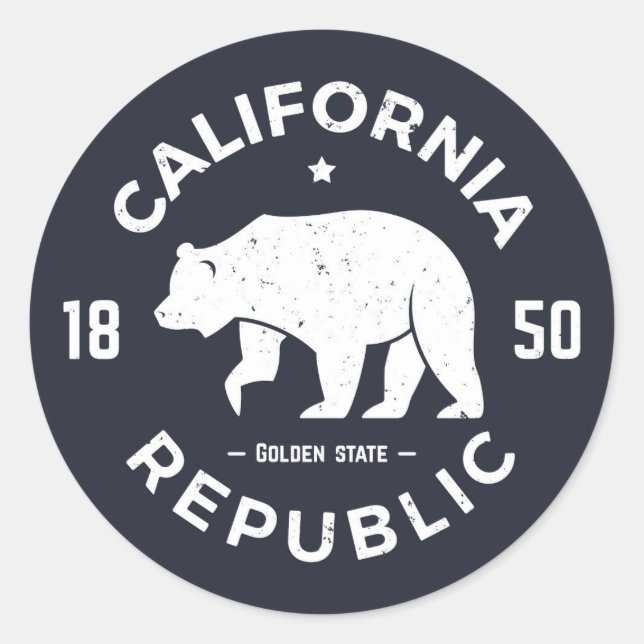 California-Logo | Der goldene Staat Runder Aufkleber (Vorderseite)