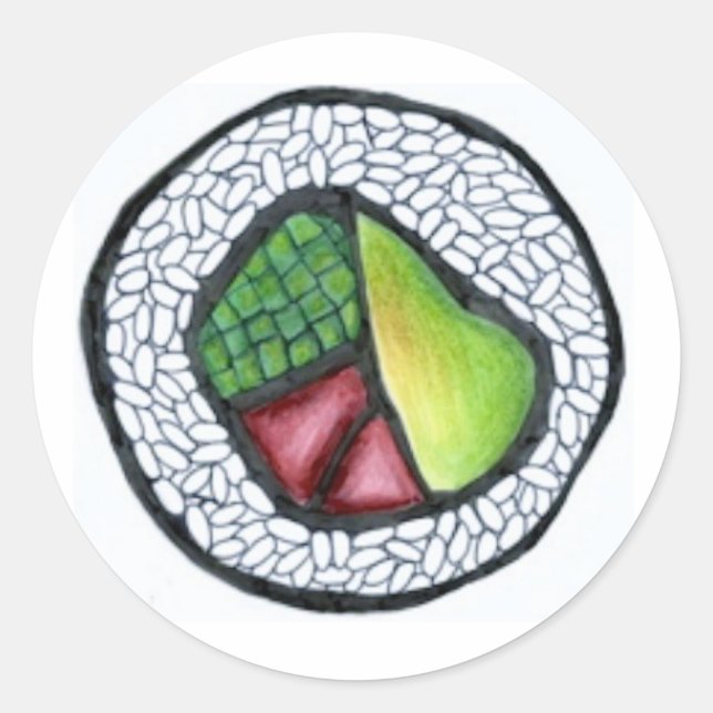 California Maki Roll Sushi japanische Küche Runder Aufkleber (Vorderseite)