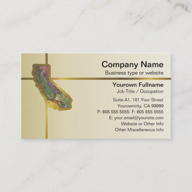 California Map Business Card Visitenkarte (Vorderseite)