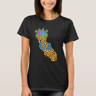 California Map Cheetah Animal Print T-Shirt