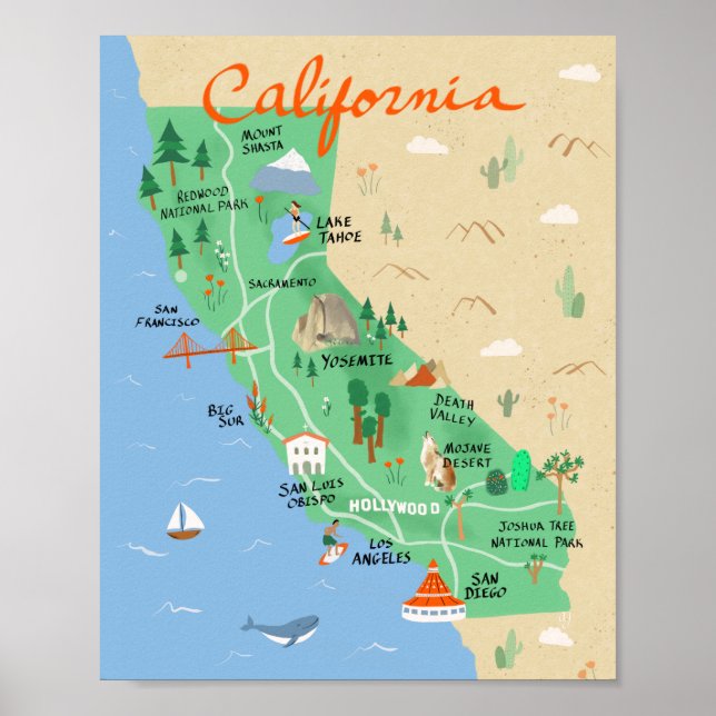 California Map Poster (Vorne)