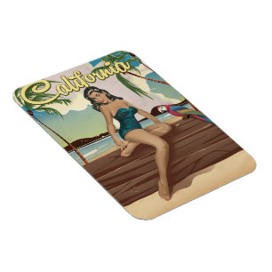 California Model Retro Reiseplakat Magnet