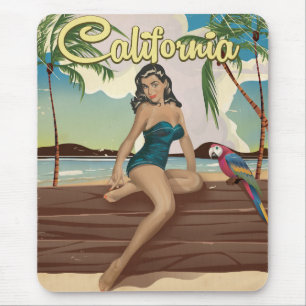 California Model Retro Reiseplakat Mousepad