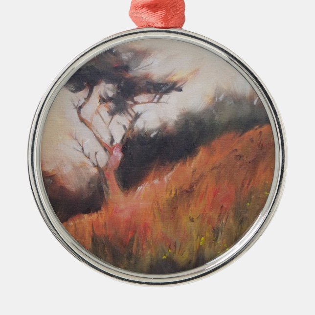 California Monterey Cypress Lone Tree Silbernes Ornament (Vorne)