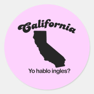 California Motto - Yo hablo ingles Runder Aufkleber