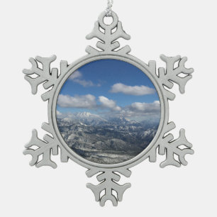 California Mountain Snow Schneeflocken Zinn-Ornament