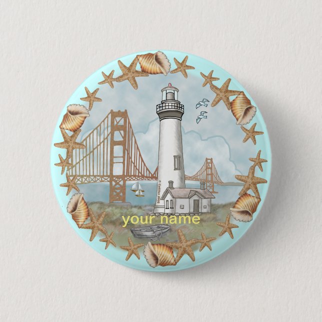 California Muscheln Lighthouse Button (Vorderseite)