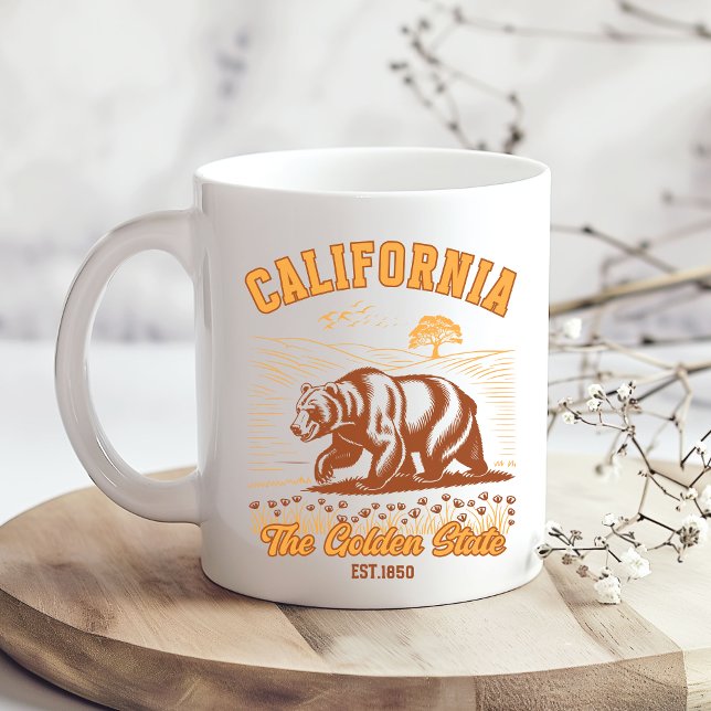 California Nature Lover Gift – Retro Bear Design Kaffeetasse (Von Creator hochgeladen)