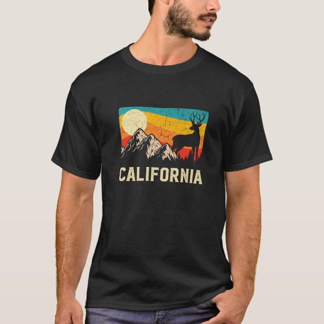 California Nature Wild Deer Retro T-Shirt (Vorderseite)