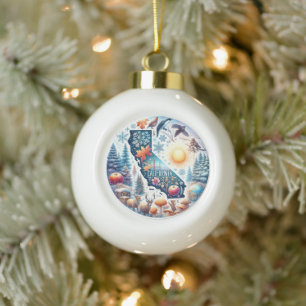 California Nature Winter Keramik Kugel-Ornament