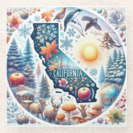 California Nature Winter Weihnachten Glasuntersetzer