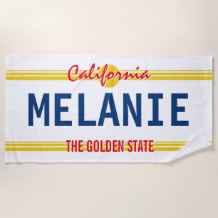 California Nummernschild im Retrostil Strandtuch