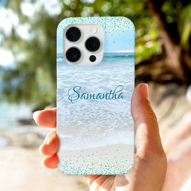 California Ocean Beach Foto Blue Gold Confetti Case-Mate iPhone Hülle (Von Creator hochgeladen)