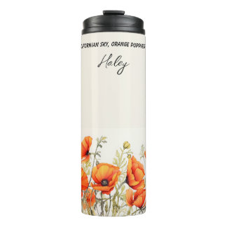California Orange Poppies mit Verse Personalisiert Thermosbecher