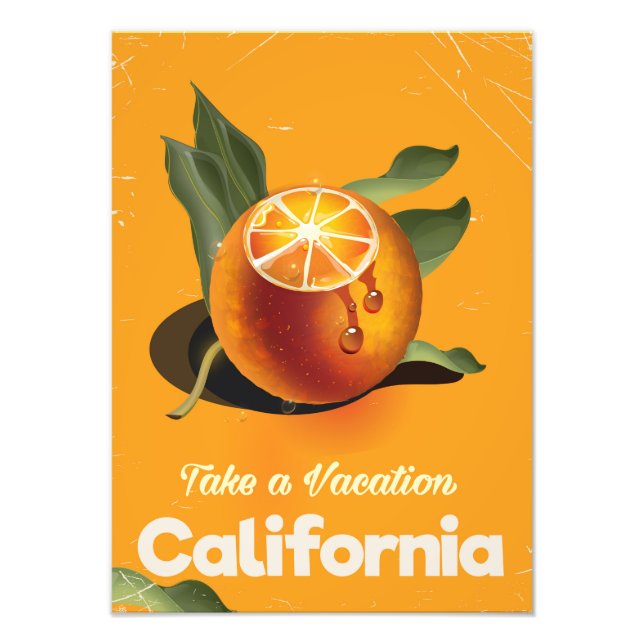 California Orange Retro Style Ferien Druck (Vorne)