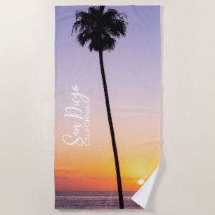 California Palm Tree Beach Sunset San Diego Strandtuch